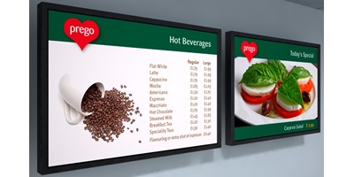 Prego branding - Digital menu boards