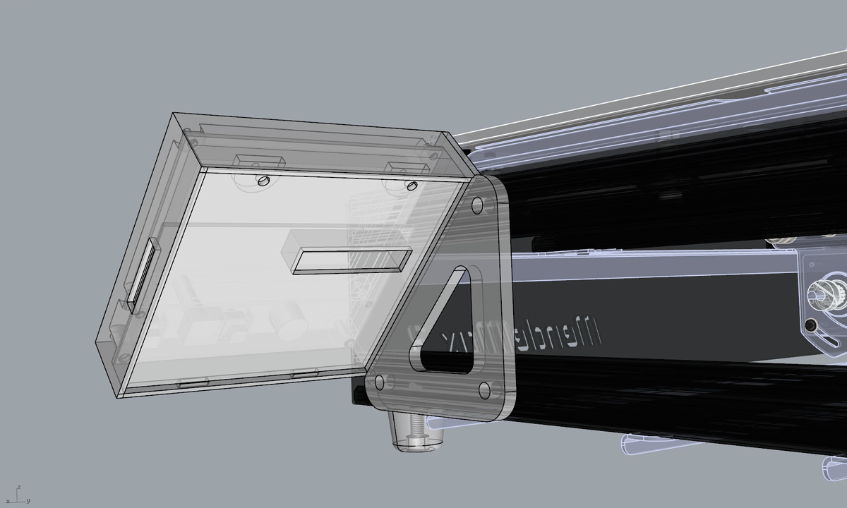 The MendelMax 3 3D printer - 3D view of the back of the Geeetech Smart Controller enclosure showing bracket fixing