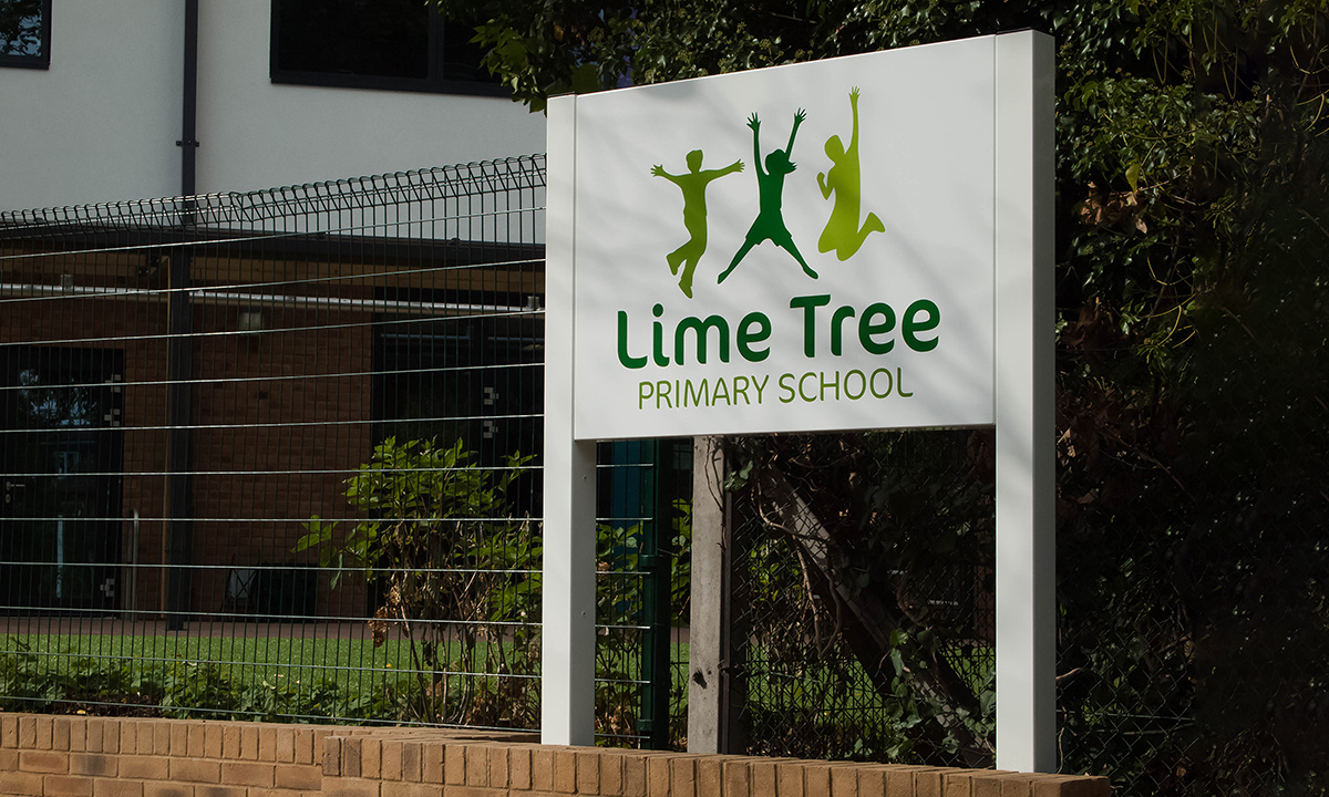 Lime Tree School Signage - Public entrance sign at completion of works