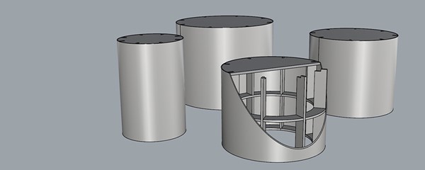 Round Pedestal Manufacture - CAD image showing