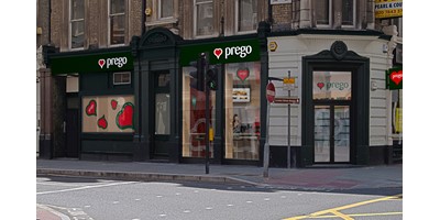Prego - Chancery Lane Store - Render of external view of the site showing branding